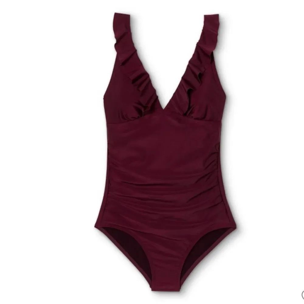 Kona Sol Small Ruffle Over the shoulder One Piece Swimsuit